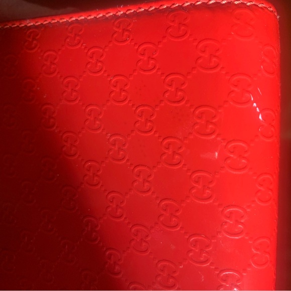 GUCCI Patent Leather Microguccissima Broadway Clutch Red - Picture 5 of 14